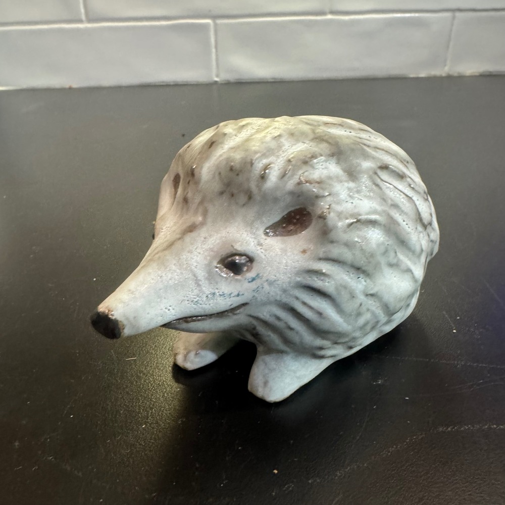 Andersen Design Studio Hedgehog Figurine Small Gray White Ceramic Stoneware